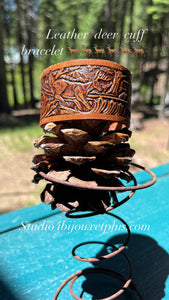 Leather deer cuff bracelet