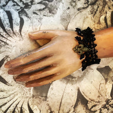 Load image into Gallery viewer, Black French antique sequin beaded bracelet
