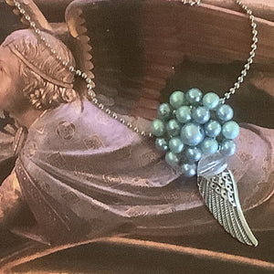 Vintage jewel angel wing necklace